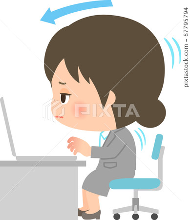 A woman doing desk work with her head forward 87795794