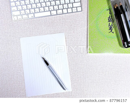 信件、文具和鋼筆問候 87796157