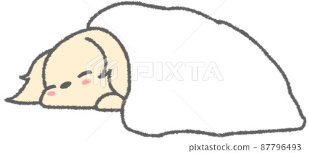 Dachshund (gray) sleeping happily in the futon 87796493