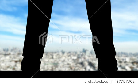 男人的腳剪影_城市背景_寬 男人的腳剪影_城市背景_寬 87797305