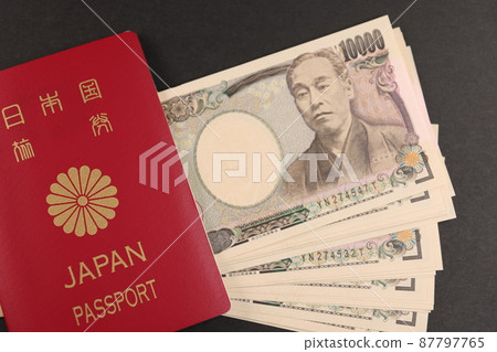 日本貨幣和護照 87797765