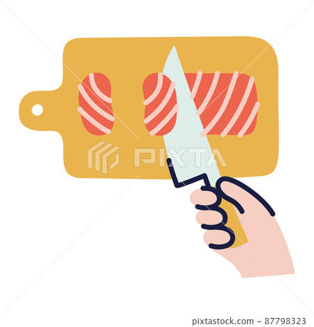 Salmon sashimi. Hand Drawn Doodle Cooking Icon. Salmon sashimi. Hand Drawn Doodle Cooking Icon. 87798323