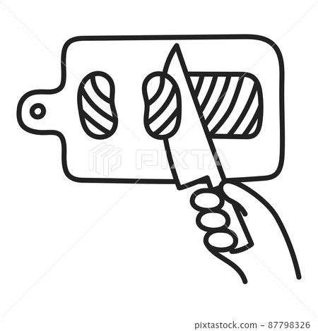 Salmon sashimi. Hand Drawn Doodle Cooking Icon. Salmon sashimi. Hand Drawn Doodle Cooking Icon. 87798326