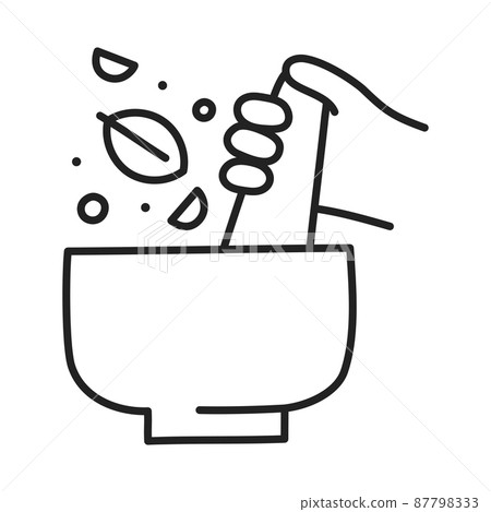 Mortar. Hand Drawn Doodle Cooking Icon. 87798333