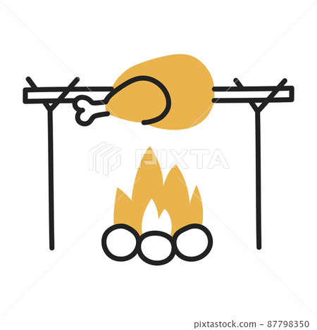 Grilled chicken. Hand Drawn Doodle Cooking Icon. 87798350