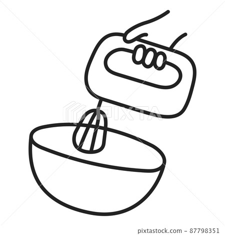 Hand mixer. Hand Drawn Doodle Cooking Icon. 87798351