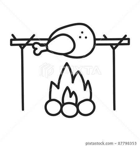 Grilled chicken. Hand Drawn Doodle Cooking Icon. 87798353