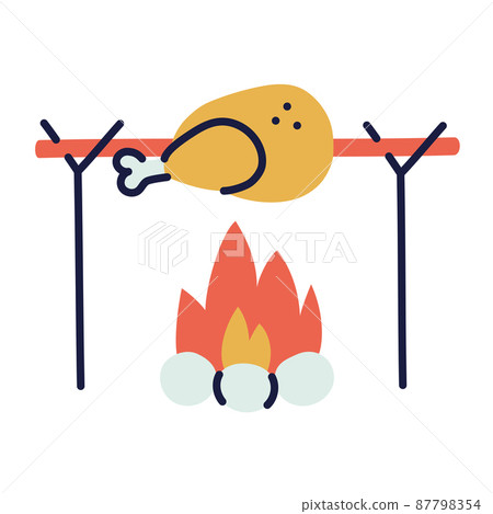 Grilled chicken. Hand Drawn Doodle Cooking Icon. 87798354