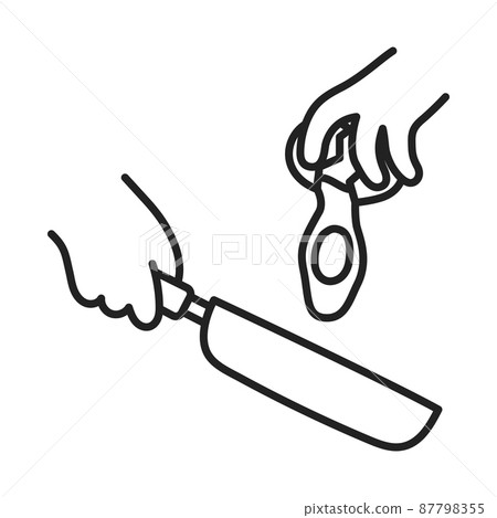 Fried egg. Hand Drawn Doodle Cooking Icon. Fried egg. Hand Drawn Doodle Cooking Icon. 87798355