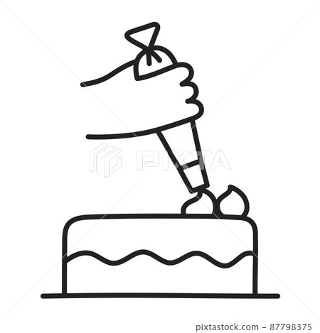 Cake. Hand Drawn Doodle Cooking Icon. 87798375