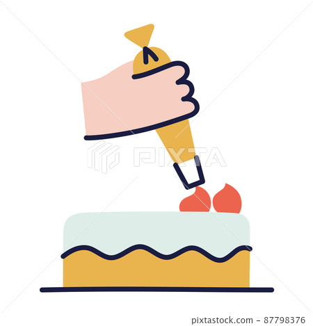 Cake. Hand Drawn Doodle Cooking Icon. Cake. Hand Drawn Doodle Cooking Icon. 87798376