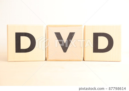 DVD (Dive Dee) wooden alphabet block (logo, icon, text) DVD (Dive Dee) wooden alphabet block (logo, icon, text) 87798614