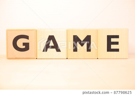 GAME wooden alphabet block (logo, icon, text) GAME wooden alphabet block (logo, icon, text) 87798625