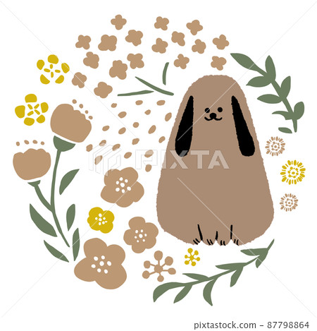 Dogs and flowers 87798864