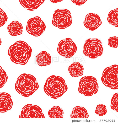 Spring colorful vector illustration with red roses. Cartoon style. Design for fabric, textile, paper. Holiday print for Easter, Birthday, 8 March. Flowers with leaves Spring colorful vector illustration with red roses. Cartoon style. Design for fabric, textile, paper. Holiday print for Easter, Birthday, 8 March. Flowers with leaves 87798953