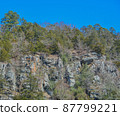 Beautiful Rock Wall in Beavers Bend State Park along the edge of the forest, Broken Bow, Oklahoma 87799221
