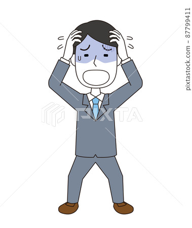 A man holding his head 87799411
