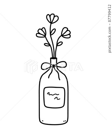 Cute flowers in vase isolated on white background 87799412
