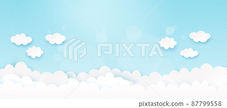 White cloud on blue sky background.Paper art vector illustration. White cloud on blue sky background.Paper art vector illustration. 87799558