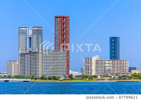 Scenery of the Mishima water area (Island City from the Kashii coast promenade) [Higashi-ku, Fukuoka City] 87799621