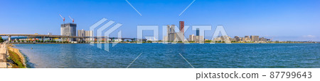 Landscape of Mishima water area (Island City from Kashii coast promenade) Panorama [Higashi-ku, Fukuoka City] 87799643