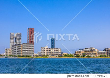 三島水域的風景（從香椎海岸散步道看的島城）[福岡市東區] 87799672