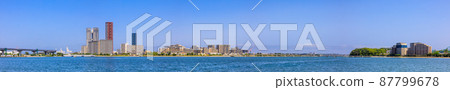 Landscape of Mishima water area (Island City from Kashii coast promenade) Panorama [Higashi-ku, Fukuoka City] 87799678
