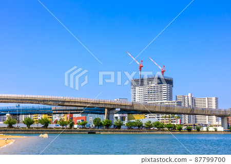 三島水域的風景（從香椎海岸散步道看的島城）[福岡市東區] 87799700