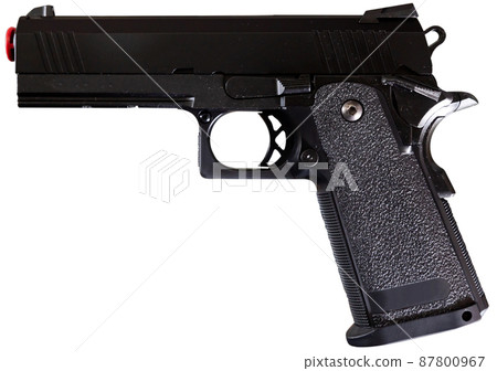 Black pistol isolated on white background Black pistol isolated on white background 87800967