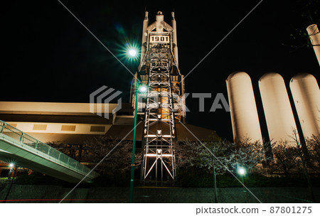 Night view of Higashida Daiichi blast furnace historic site 87801275