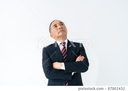 Business worried senior white background 87801432
