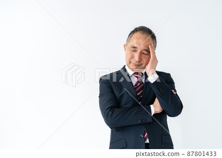 Business worried senior white background 87801433