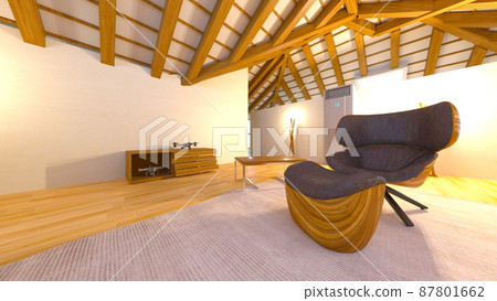 Living room with wooden beams Living room with wooden beams 87801662
