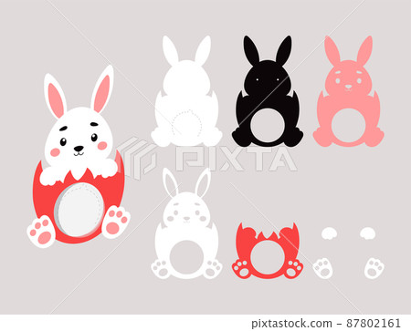 Party favor bunny candy holder. Layered paper decoration treat holder for dome. Hanger for sweets, candies for birthday, baby shower, Easter, Christmas. Print, cut out, glue. Vector stock illustration Party favor bunny candy holder. Layered paper decoration treat holder for dome. Hanger for sweets, candies for birthday, baby shower, Easter, Christmas. Print, cut out, glue. Vector stock illustration 87802161