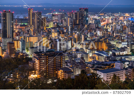 《Hyogo Prefecture》 Kobe cityscape, the dawn of Suwayama Park 87802709