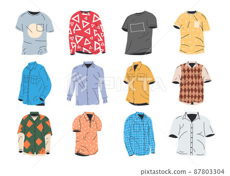 Man and Woman Shirt Collection Isolated. 87803304