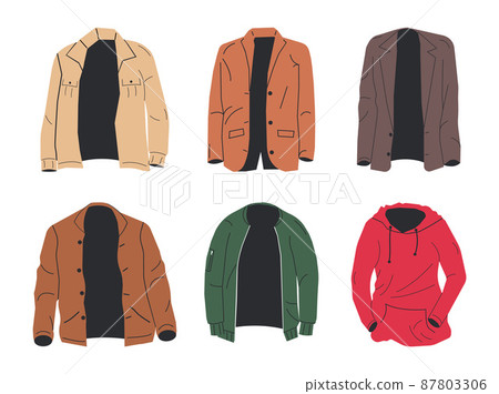 Fashion Coat Unisex Jacket Set Isolated. 87803306