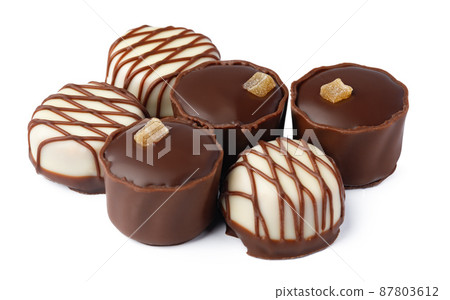 Chocolate sweets on a white background 87803612