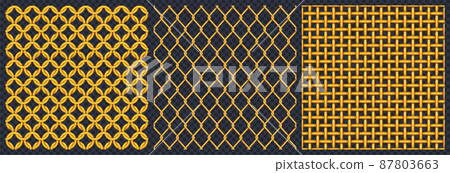 Gold metal grid or mesh texture, seamless pattern Gold metal grid or mesh texture, seamless pattern 87803663