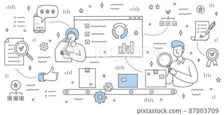 Quality control doodle background 87803709