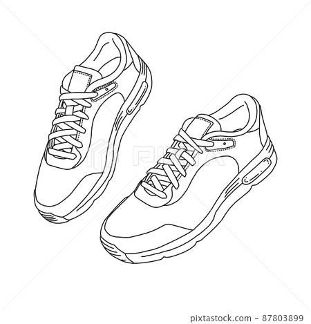Athletic shoes drawn only with lines Athletic shoes drawn only with lines 87803899