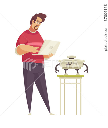 Man Programming Drone Composition Man Programming Drone Composition 87804138