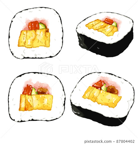 Hand-painted watercolor five-eyed thick roll illustration set Hand-painted watercolor five-eyed thick roll illustration set 87804402