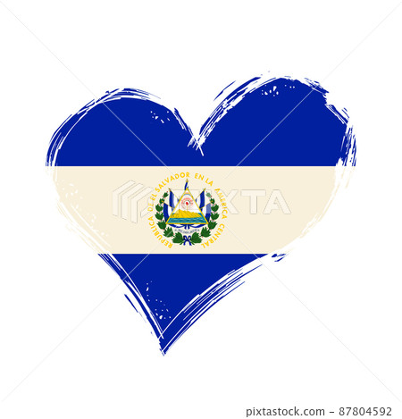 El Salvadoran flag heart-shaped grunge background. Vector illustration. 87804592