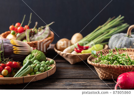 Organic Southeast Asian vegetables from local farmers market, Thailand Organic Southeast Asian vegetables from local farmers market, Thailand 87805860