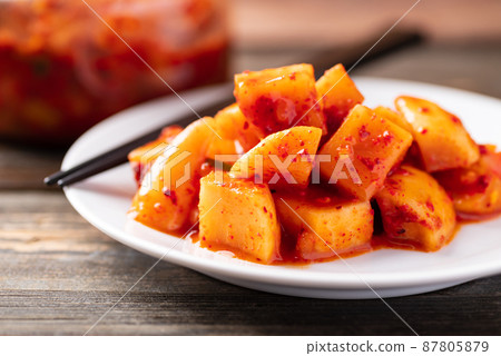 Kimchi radish, Korean homemade side dish food Kimchi radish, Korean homemade side dish food 87805879