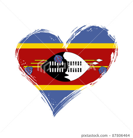 Eswatini flag heart-shaped grunge background. Vector illustration. Eswatini flag heart-shaped grunge background. Vector illustration. 87806464