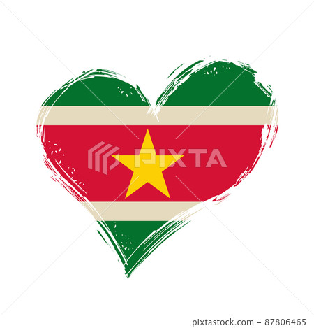 Surinamese flag heart-shaped grunge background. Vector illustration. 87806465
