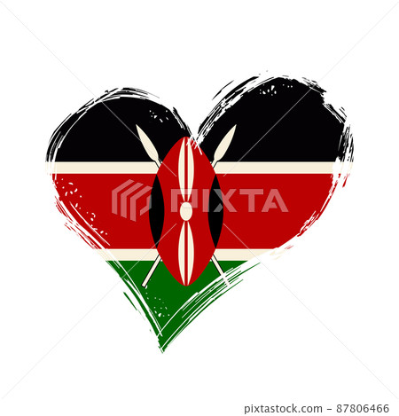 Kenyan flag heart-shaped grunge background. Vector illustration. Kenyan flag heart-shaped grunge background. Vector illustration. 87806466