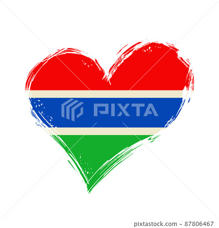 Gambian flag heart-shaped grunge background. Vector illustration. 87806467